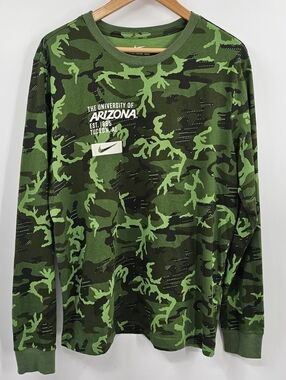 Nike University Of Arizona Green Camo Long Sleeve Shirt Size Large